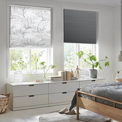 Sekey Wabenplissee ohne Bohren, Verdunkelung, Rollo mit Blumen- & Blätterdruck, stilvolles Plissee für Fenster SEKEYMALL