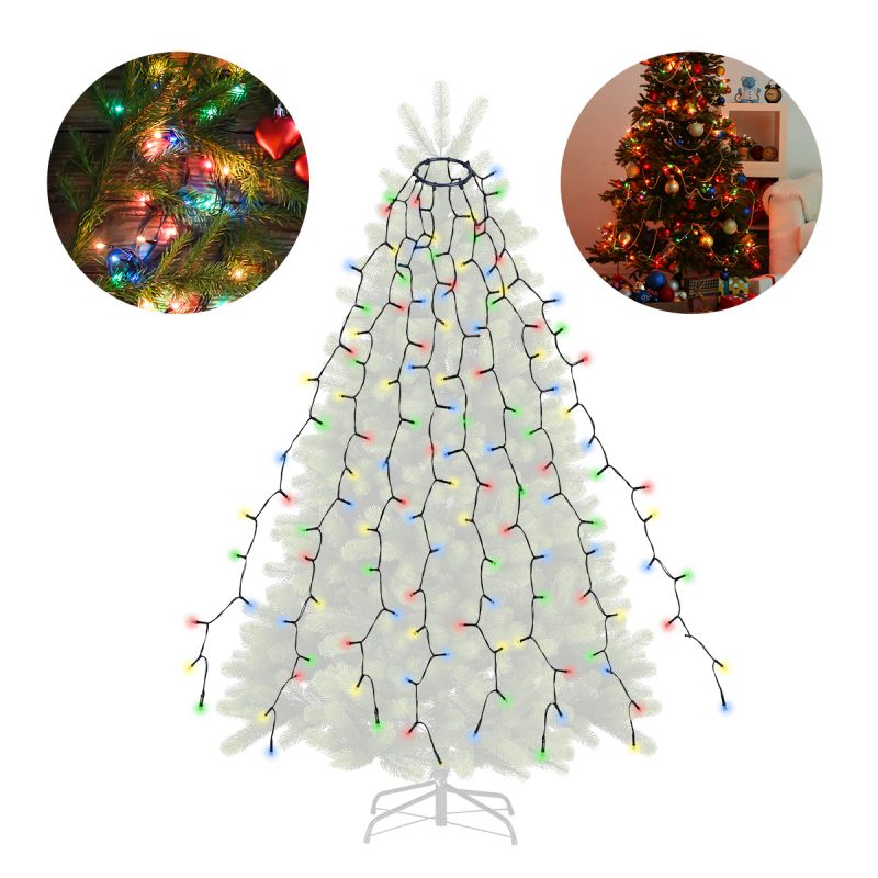 Salcar 2 m LED Christmas tree light chain, with 8 strands, 280 LEDs, 31V GS certified power supply