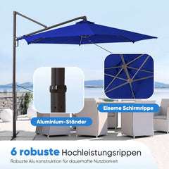 Sekey Ampelschirm 300 cm – Aluminium Sonnenschirm mit 360° Drehung, Neigefunktion, UV50+ Schutz Sekey