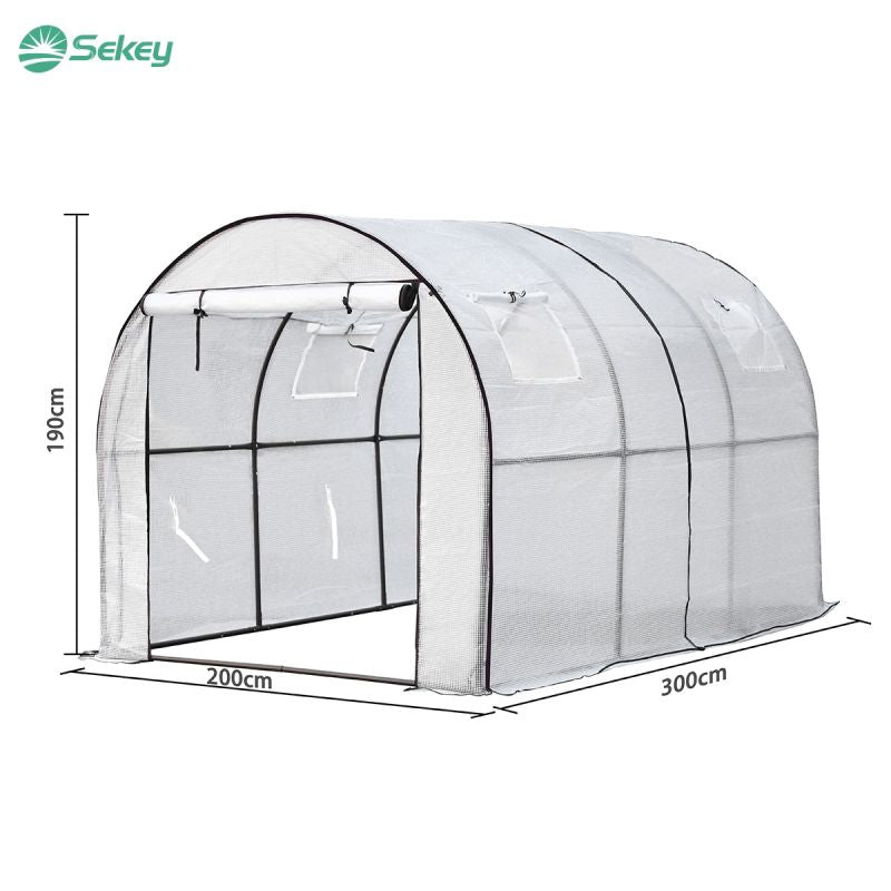 Sekey walk-in foil tunnel with roll-up side wall, 300 cm x 200 cm x 190 cm