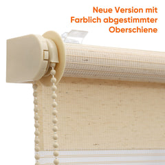 Sekey Doppelrollo - Klemmfix Duo Rollo ohne Bohren, Fensterrollo Jalousie, Sicht- & Sonnenschutz, Gelbleinen Sekey