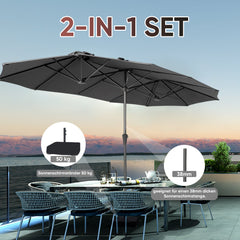 Sekey Sonnenschirm 400 x 220 cm Doppel Sonnenschirm mit Ständer Doppelsonnenschirm Garten Sekey