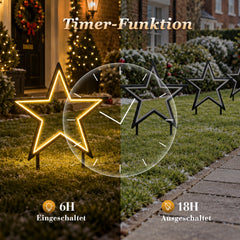 SALCAR LED Garden Stake Star made of Metal – 50 cm Christmas Star with 100 LEDs, Warm White, IP44 Waterproof, Garden Star Light with Ground Spike &amp; Stand, For Indoor &amp; Outdoor Use