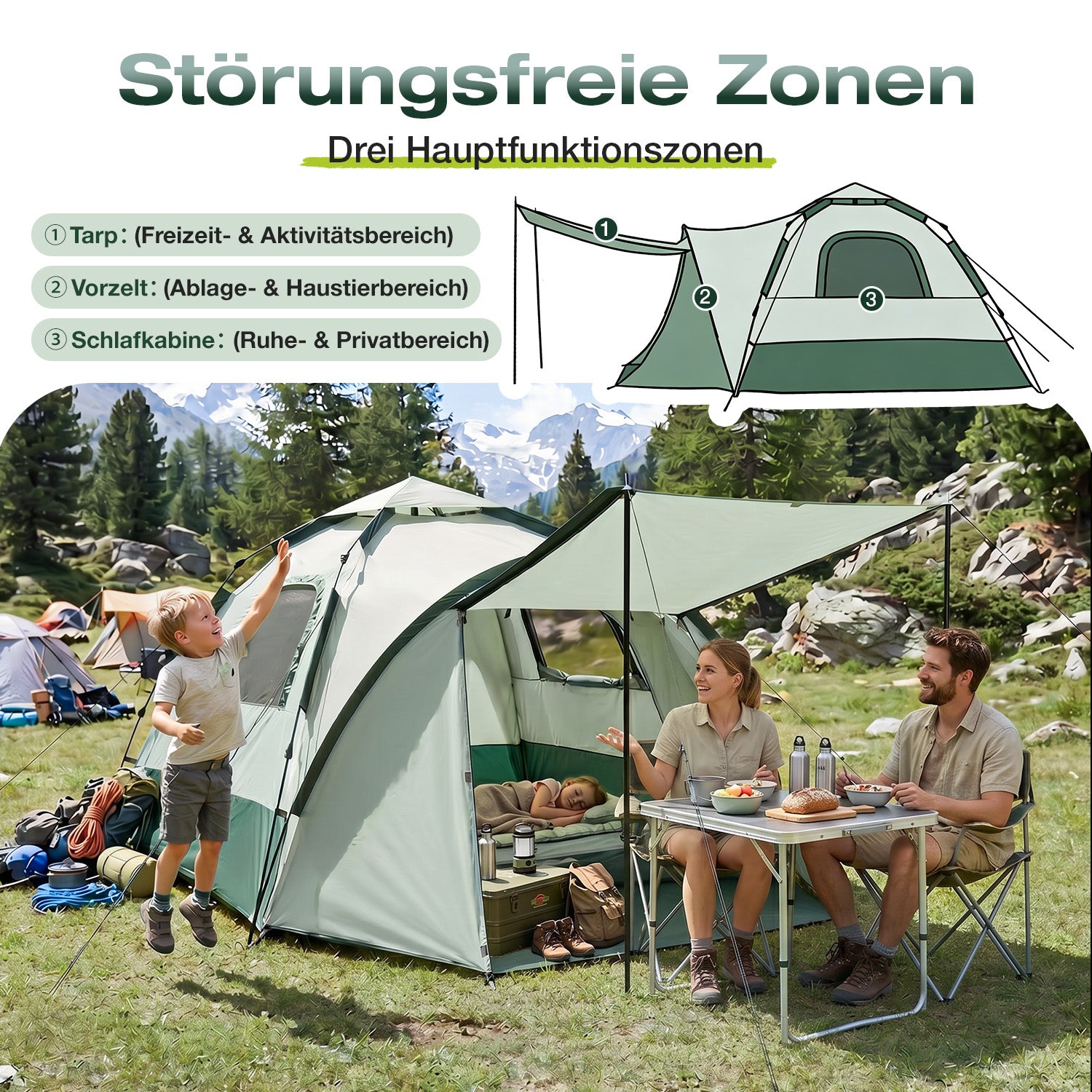 Sekey 2-Personen Campingzelt mit Hydraulik Pop-up System – Wurfzelt wa – sekeymall