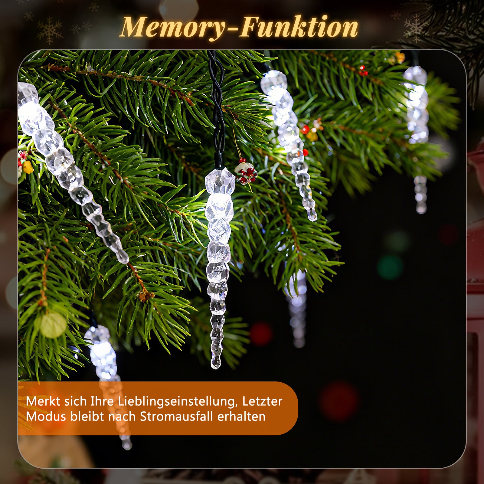 SALCAR LED Lichterkette Weihnachtsbaum mit funkelnden Eiszapfen – Warm- & Kaltweiß, 11 Modi, Timer & Fernbedienung, IP44 wassergeschützt für Innen & Außen