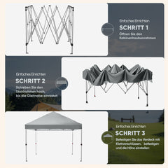 Sunula Pavillon 3x3m Wasserdicht & Stabil – Faltpavillon mit Verdickten Rohren, UV-Schutz & Tragetasche, für Garten, Camping & Veranstaltungen
