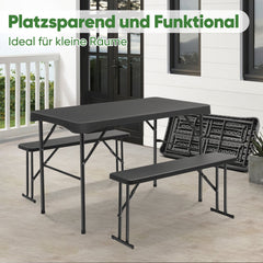 Sekey Bierzeltgarnitur 113 cm – 3-teiliges klappbares Set mit Tisch & 2 Bänken | Esstischgarnitur für Garten, Balkon, Camping oder Party Sekey