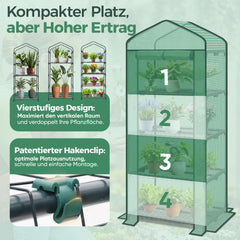 Sekey Mini Greenhouse for Tomatoes with 4 Levels – Compact Foil Greenhouse for Balcony &amp; Garden, Stable &amp; Space-Saving (160×70×50 cm)