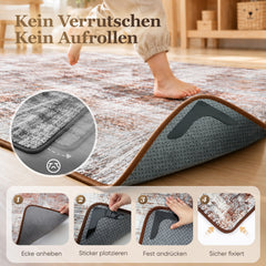 Sekey Waschbarer Kurzflor Teppich Vintage – Rutschfest & OEKO-TEX Zertifiziert