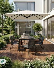 Sekey Sonnenschirm Rechteck 200x300 cm mit Kurbel & Auto-Neigung – stabiler Marktschirm 38 mm Stahlrohr, UV-Schutz, Balkon- & Gartenschirm für Terrasse