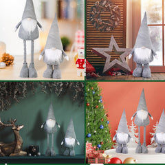 Salcar Weihnachtsdeko Wichtel XL – Großer Deko-Gnom aus Filz, höhenverstellbar von 60–92 cm, Teleskopbeine, perfektes Geschenk zu Weihnachten & Thanksgiving – Grau Salcar