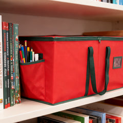 Salcar Rote Aufbewahrungsbox für 128 Weihnachtskugeln – Faltbare Christbaumkugel-Box 64,8×32,3×34,2 cm mit 128 Fächern, Tragegriffen & Doppelreißverschluss