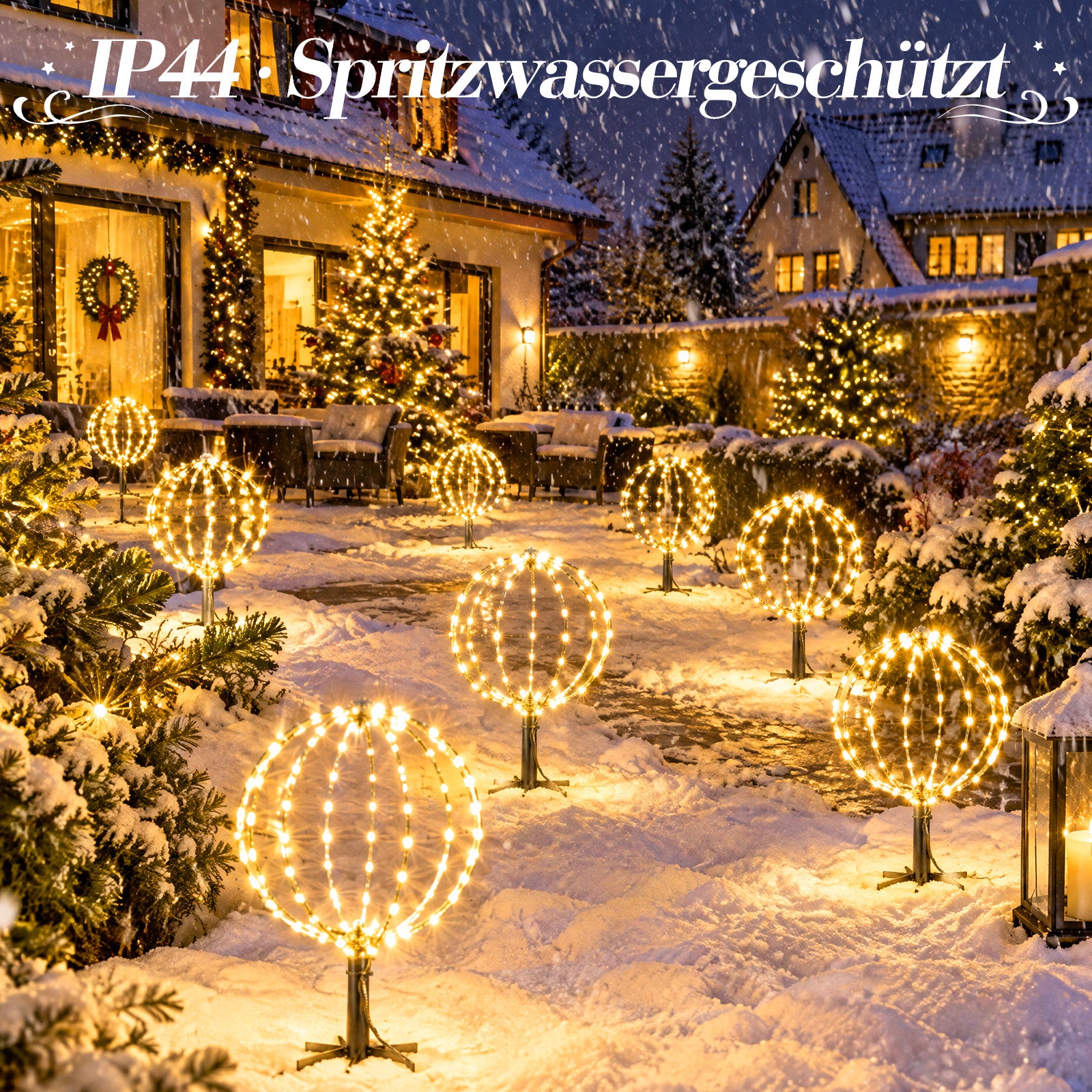 Salcar LED Kugelleuchten Garten Außen 30 cm – 3er Set Metall Leuchtkug – sekeymall