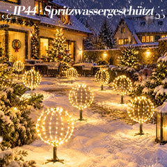 Salcar LED Kugelleuchten Garten Außen 30 cm – 3er Set Metall Leuchtkugeln mit Timer und 8 Lichtmodi