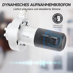 FIFINE Dynamisches XLR & USB Studio Mikrofon – Profi Podcast Mikrofon für PC, Mac, PS4/PS5, Streaming, Gaming & Aufnahmen mit Nierencharakteristik und DSP-Funktionen,K688