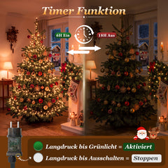 Salcar LED Lichterkette Orange 23 m mit 360 LEDs, Fernbedienung, 8 Lichtmodi, 4-stufig dimmbar, 3 Timer, Memory, IP44, 31V für Innen & Außen