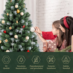 Salcar Künstlicher Weihnachtsbaum mit Schnee – 120/150/180/210 cm Christbaum, täuschend echt, mit Metallständer, PVC Tannenbaum für Innen & Außen