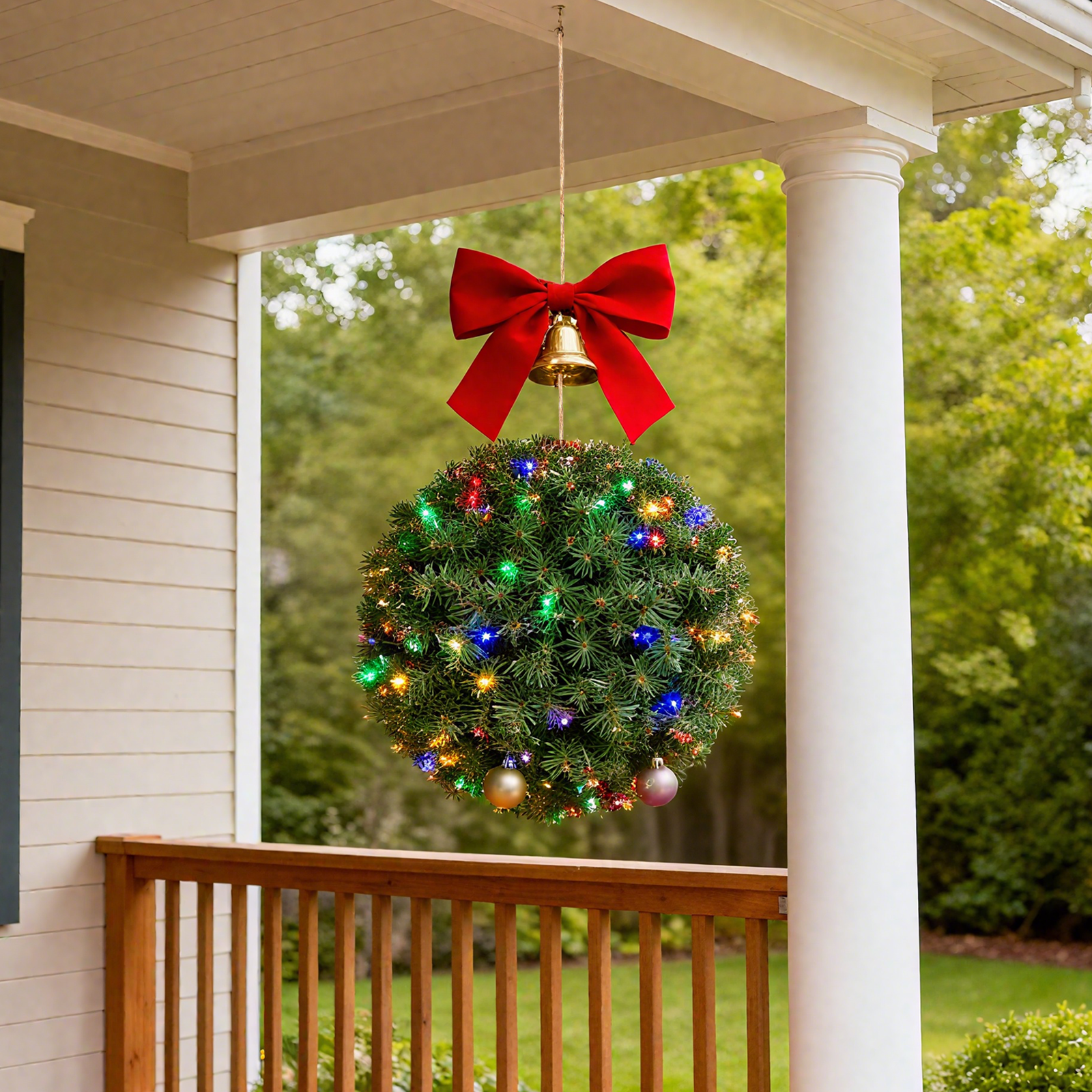SALCAR DIY Weihnachtskugel 40 cm – Grüne PVC Dekokugel zum Hängen, wetterfest & langlebig – Vielseitige Weihnachtsdekoration für Innen- und Außenbereich