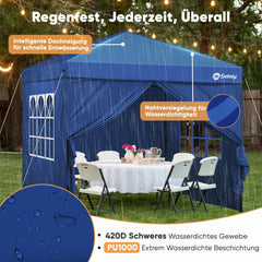 Sekey 3x3 m Faltpavillon mit 4 Seitenteilen und 4 Sandsäcke
