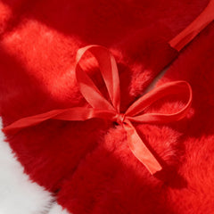 Salcar Baumteppich Weihnachten rund, Weihnachtsbaumdecke rot weiß, Plüsch Weihnachtsbaum Röcke