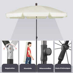 Sekey 200 cm parasol with protective cover, sun protection UV50+
