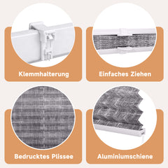 Sekey Plissee ohne Bohren, Lichtschutz Rollo Klemmfix aus Vliesstoff für Fenster & Türen,  in dunkelgrau