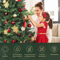 Salcar Künstlicher Weihnachtsbaum mit Holzständer, Premium PE+PVC Tannenbaum, Realistische & Dichte Optik, Einfacher Aufbau für Innenräume