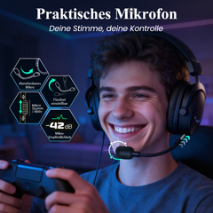 Fifine 3,5mm / USB Gaming Headset mit Mikrofon, 50mm Treiber, H9