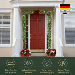 Salcar Künstliche Weihnachtsgirlande aus PE & PVC, 1.8m/3m/5m – Realistische, Biegsame & Wiederverwendbare Tannengirlande für Tür, Fenster, Balkon & Treppengeländer