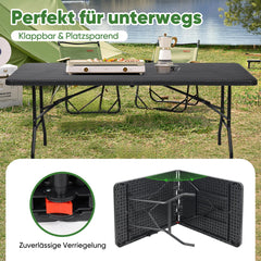 Sekey Klapptisch Gartentisch klappbar – Rattan-Optik/Glatt, wetterfest & tragbar, ideal für Balkon, Garten & Party Sekey