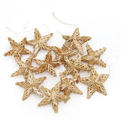 Salcar 12er Set Strohsterne zum Hängen – Handgefertigte natürliche Fünfzackige Sterne aus Stroh, nachhaltiger Christbaumschmuck für Weihnachtsbaum & Adventsdeko