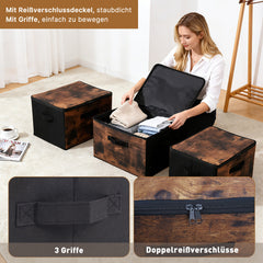 Sekey Aufbewahrungsboxen 3er Set mit Deckel | Stoffboxen 40 × 30 × 25 cm – formstabil, faltbar & vielseitig einsetzbar