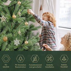 SALCAR Artificial Christmas Tree 150/180/210 cm made of 90% PE injection molding, premium Nordmann fir, realistic Christmas tree with stable metal stand &amp; quick assembly folding system