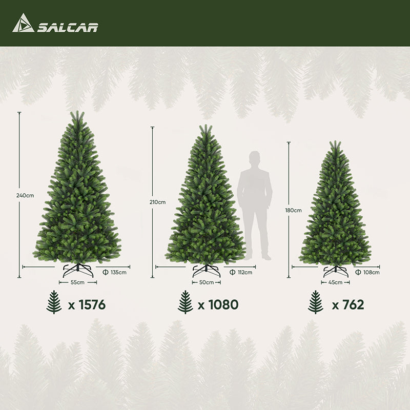 Salcar 180/210/240cm Künstlicher Weihnachtsbaum, Nordmanntanne, mit 762/1080/1576 PE Spitzen