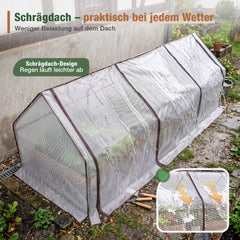 Sekey Foliengewächshaus Frühbeet 270 × 90 × 90 cm – 140 g/m² PE-Folie, 3 Frontöffnungen, für Garten & Hochbeet