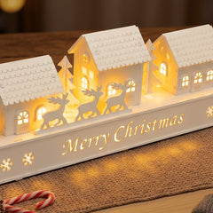 Salcar LED Weihnachtsdorf Schwibbogen – 43 cm, 8 LEDs, Batteriebetrieben, Fensterdeko Weihnachten