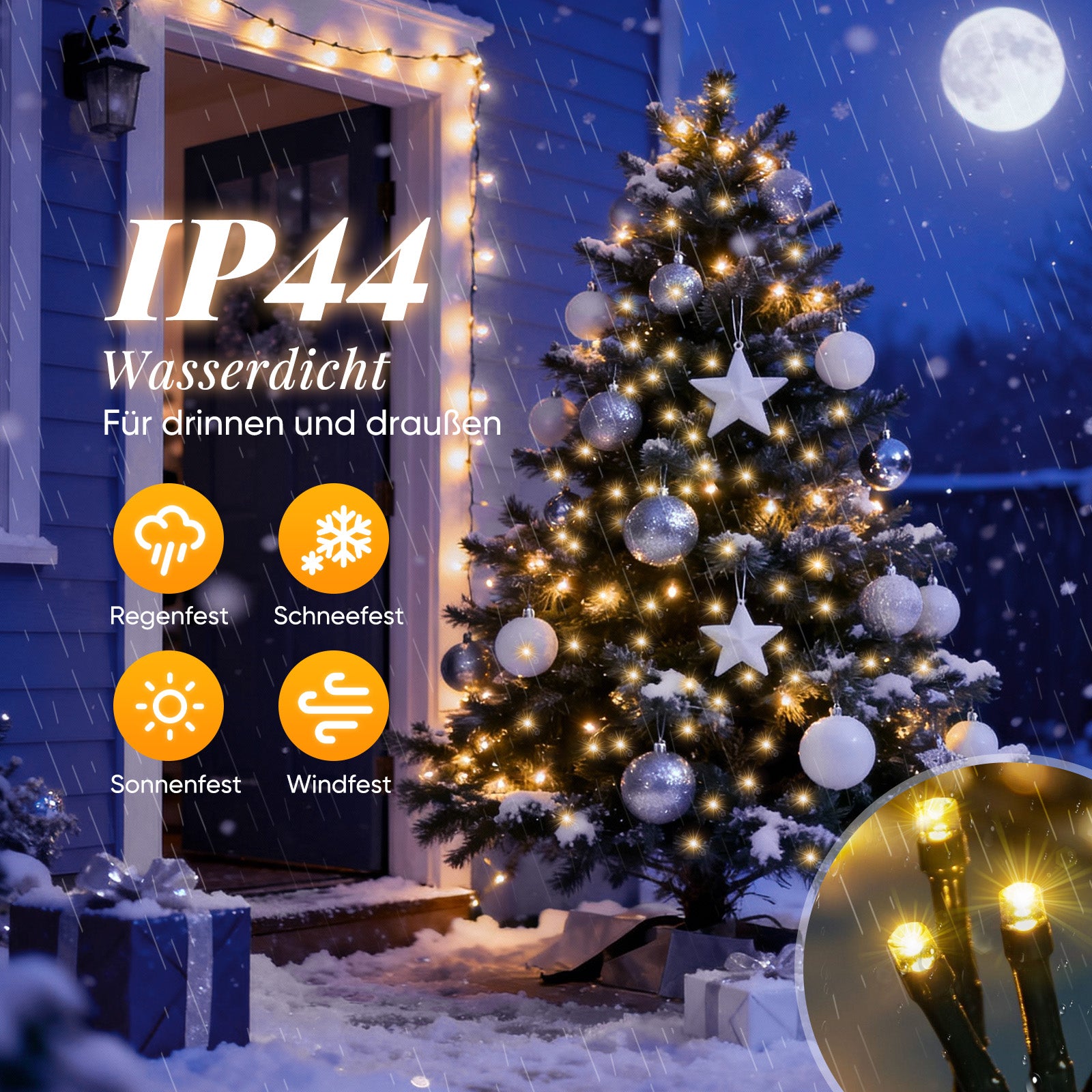 Salcar LED-Lichterkette, 8 Girlanden mit Fernbedienung & Timer, 200 / – sekeymall