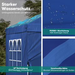 Sekey 3x3 m folding gazebo with 4 side panels and 4 sandbags