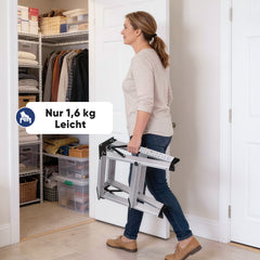 Sekey Aluminium Klappleiter 2 Stufen – Beidseitig Begehbar, Rutschfest, TÜV & SGS geprüft, bis 150 kg belastbar