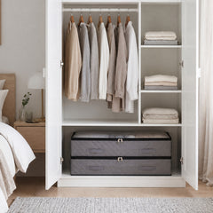 Sekey Unterbett-Aufbewahrungstasche 110L – Faltbare Aufbewahrungsbox mit transparentem Deckel, Doppelreißverschluss & 4 Tragegriffen, 100 × 50 × 19 cm, für Kleidung, Bettwäsche & Decken