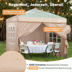 Sekey Premium Pop-Up Pavillon 3×3 m – Wasserdicht & Stabil, Faltpavillon mit Seitenwänden, Höhenverstellbar 250–270 cm