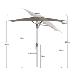 Sekey 200 x 125 cm Balkonschirm Rechteckig mit Balkongeländer, Sonnenschutz UV50+ Sekey