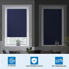 Sekey Verdunkelungsrollo, doppelseitig gleichfarbig und ohne Bohren, Dunkelblau Sekey
