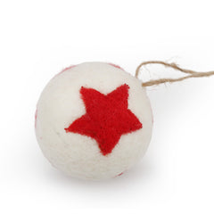 Salcar Weihnachtskugeln 6er Set – Handgefertigte Wollfilz-Kugeln 6 cm mit Juteseil, 3 Designs, Weihnachtsbaumschmuck & Festliche Deko