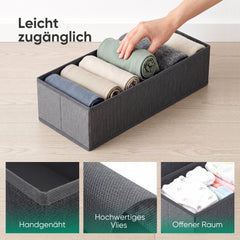 Sekey Schubladen Organizer – 17,5 × 35 × 11 cm, faltbare Stoffboxen ohne Fächer für Kommode & Kleiderschrank