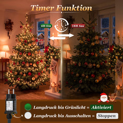 Salcar LED Lichterkette Orange 10–15 m mit 150/220 LEDs, 8 Lichtmodi, Timer & Memory, IP44, 31V Niedervolt, für Innen & Außen