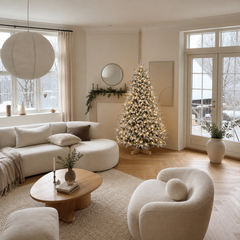 Salcar 180 Artificial Christmas tree with snow, wooden stand, with 908 tips made of PVC and PE