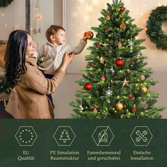 Salcar 180/210cmKünstlicher Weihnachtsbaum, Edeltanne, mit 450/650 LEDs und 1150/1486 PE-Zweigen und 472/728 PVC-Zweigen Salcar