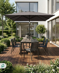 Sekey Rechteckiger Sonnenschirm 210×140 cm mit Kurbel & 30° Neigung – UV-Schutz 50+, Gartenschirm, Marktschirm, stabiler Terrassenschirm für Garten & Balkon