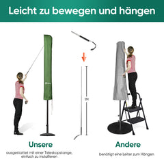 Sekey 175 x 30,5/36,5 cm Schutzhülle für 300 cm Sonnenschirm, aus Polyester-Gewebe